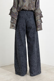 Jeans palazzo in denim stampato