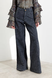 Jeans palazzo in denim stampato