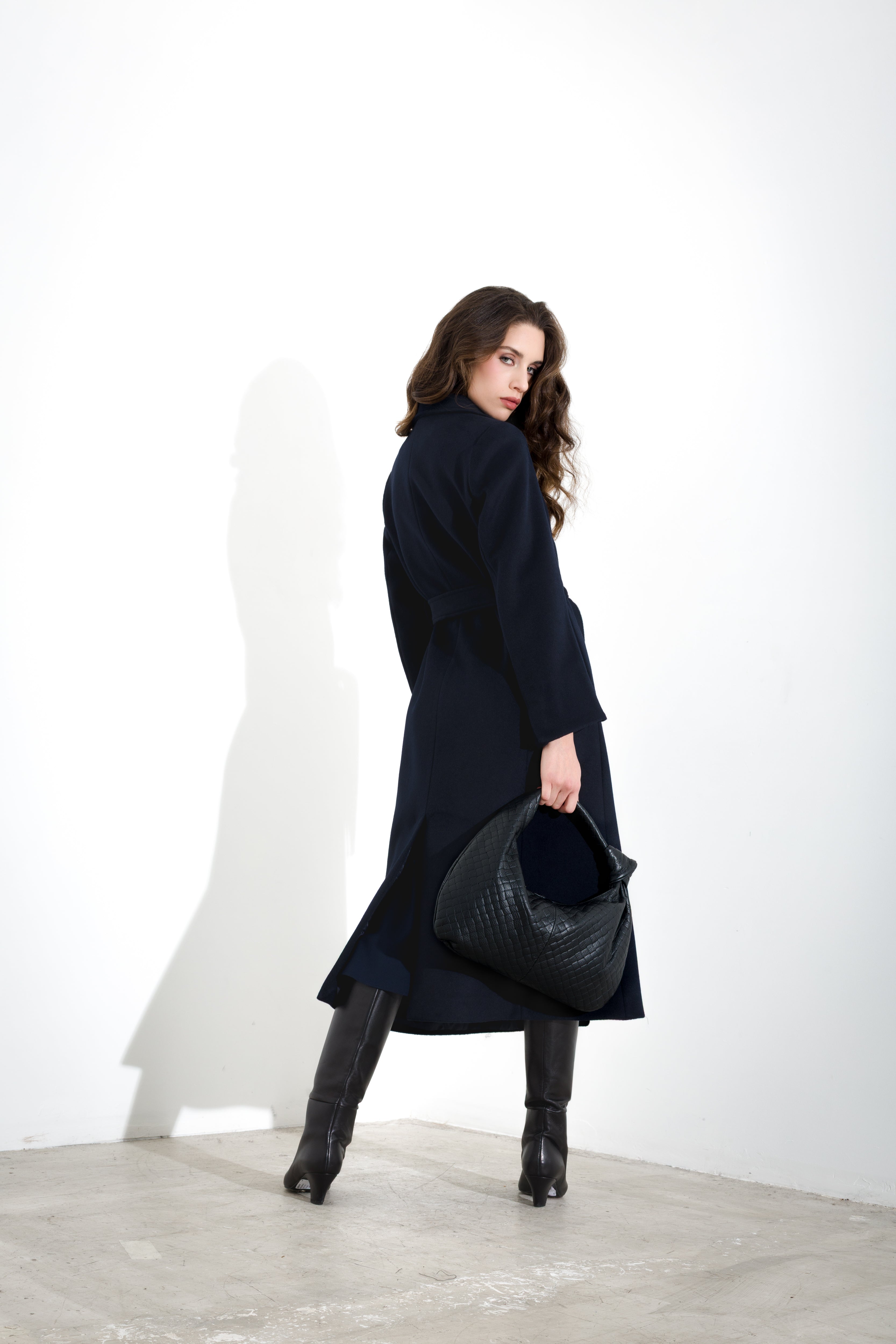 Cappotto in panno con cintura