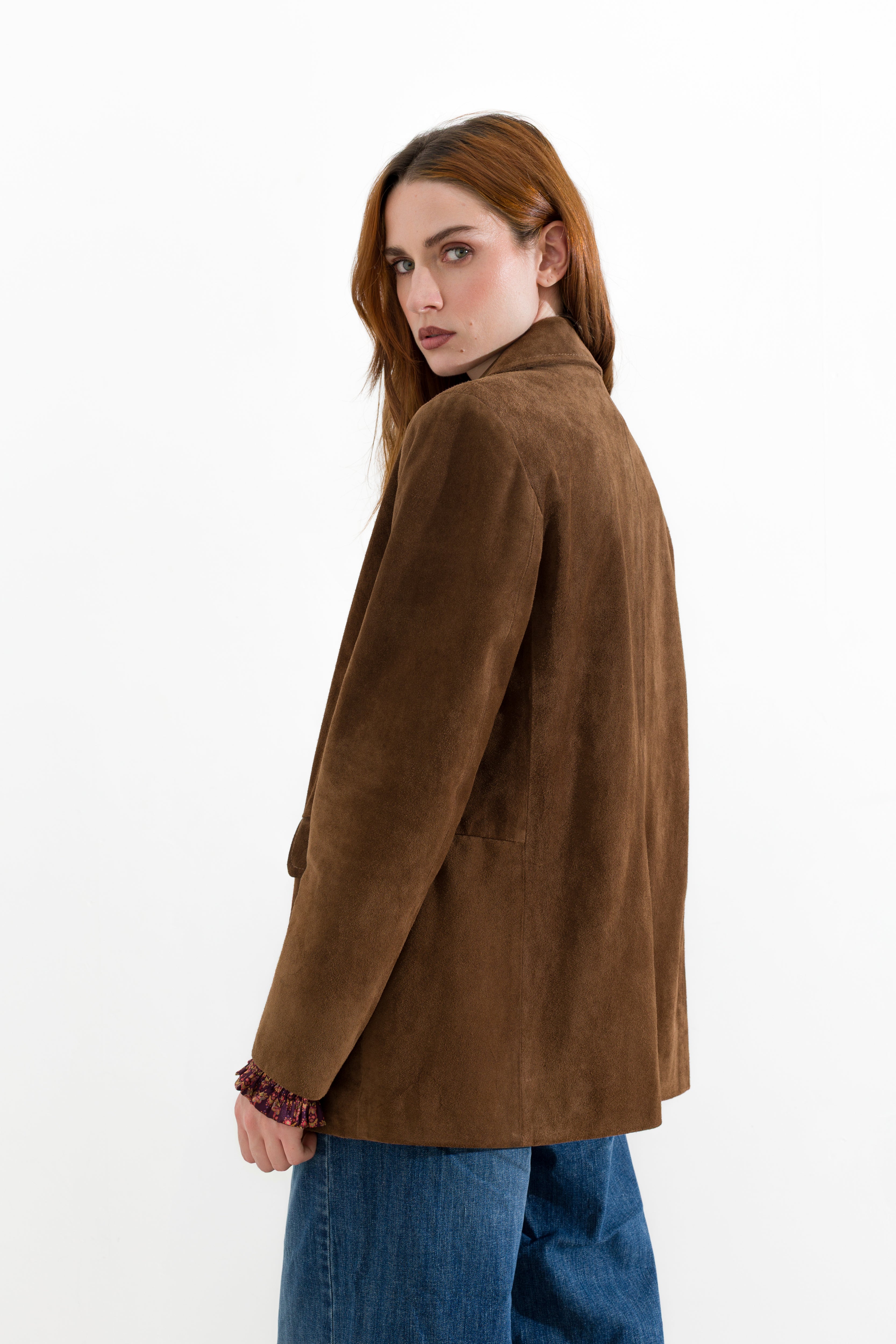 Giacca in pelle scamosciata