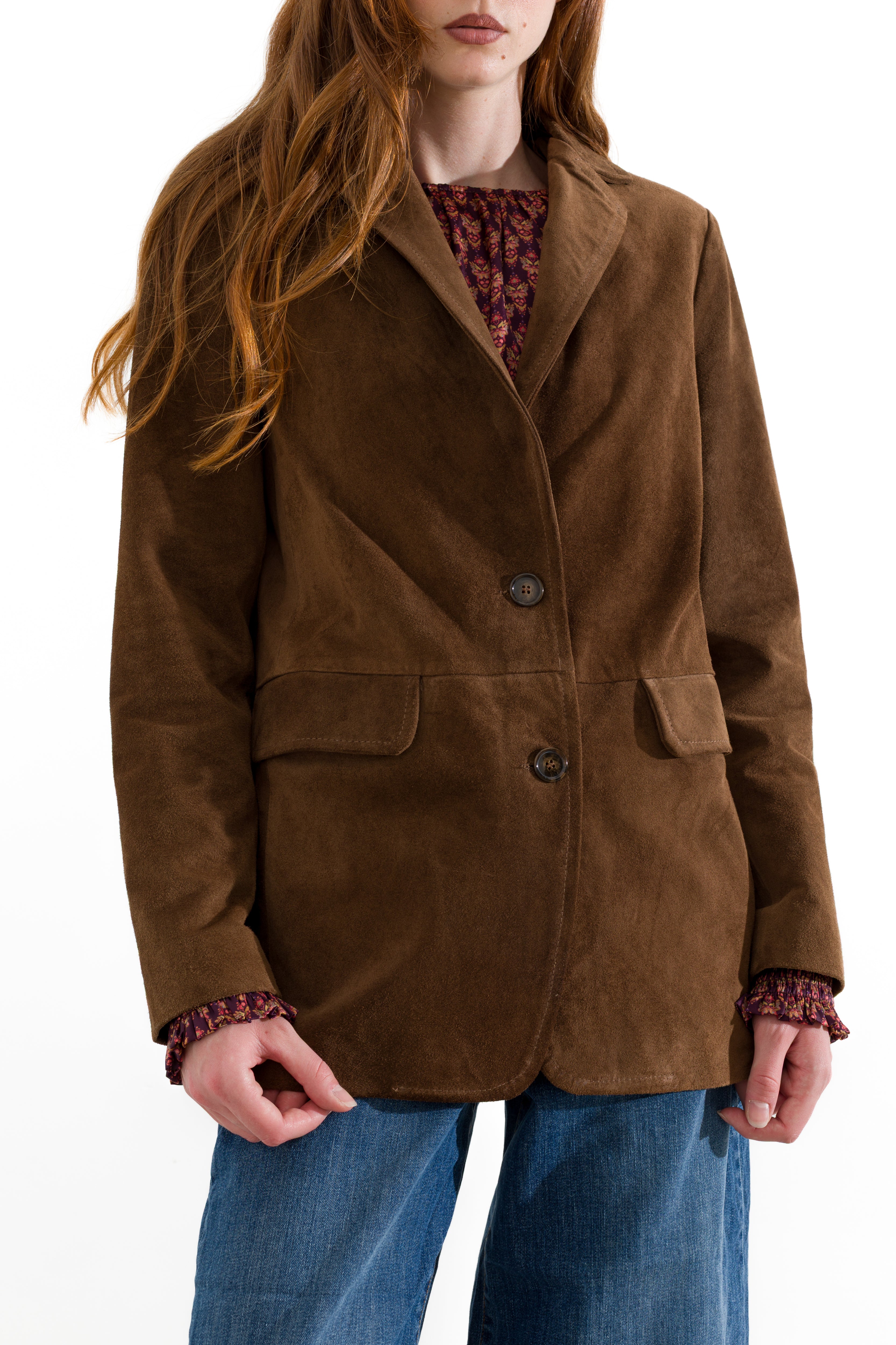 Giacca in pelle scamosciata
