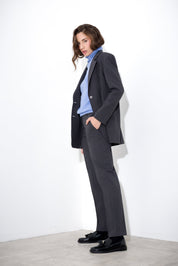 Pantalone dritto in tela lana