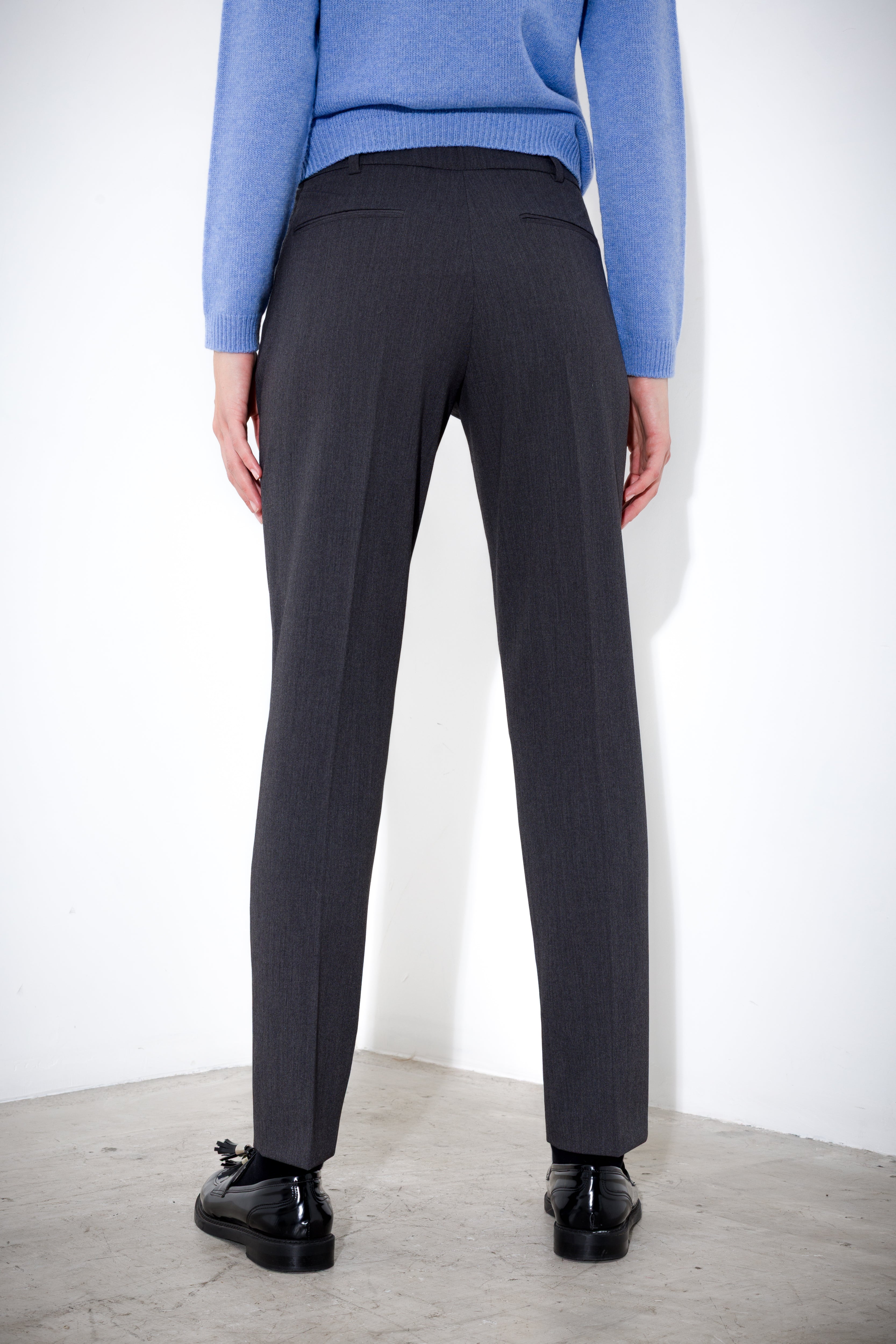 Pantalone dritto in tela lana