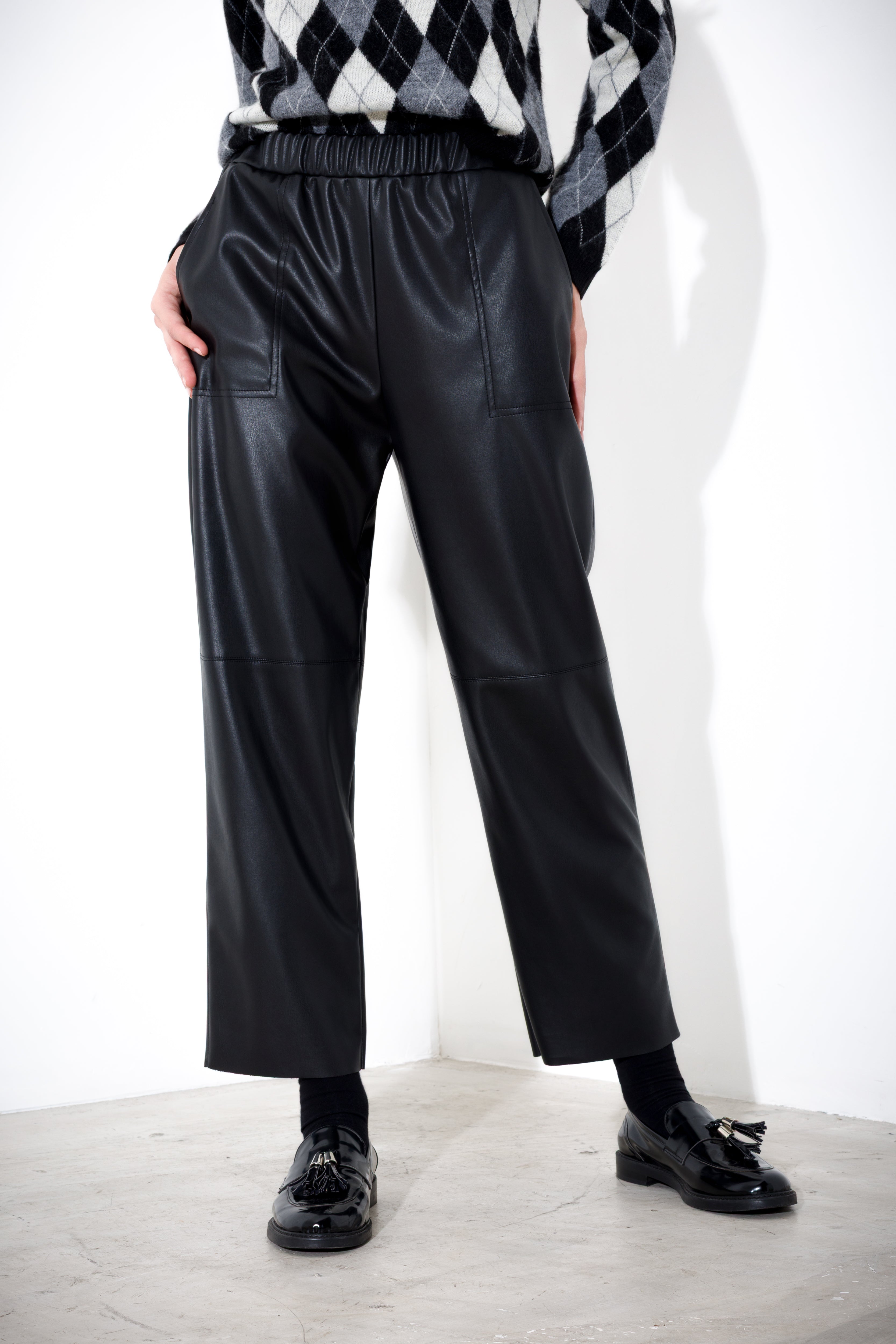 Faux leather trousers