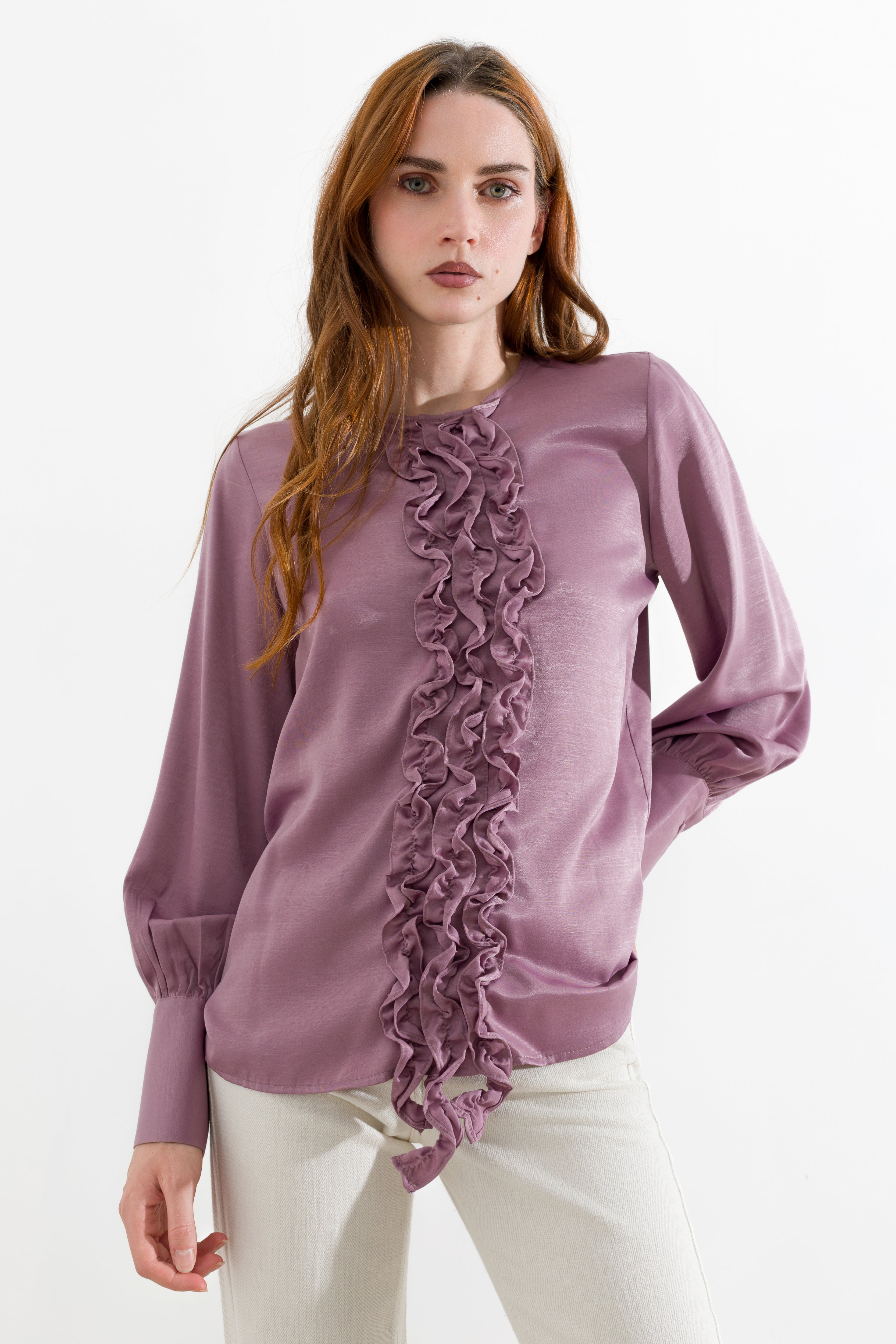 Blusa satinata con rouches - Compagnia Italiana