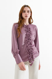 Blusa satinata con rouches - Compagnia Italiana