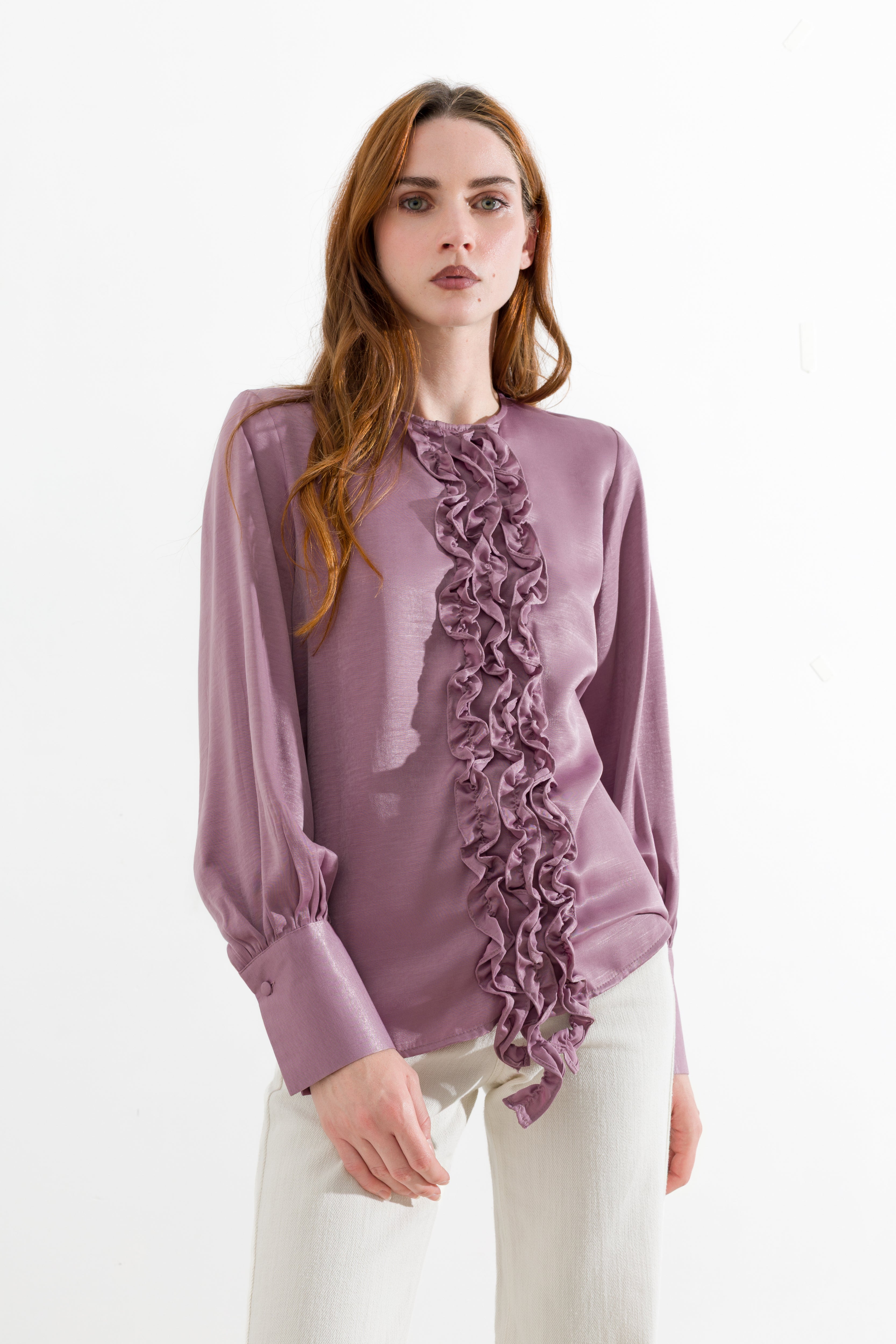 Blusa satinata con rouches - Compagnia Italiana