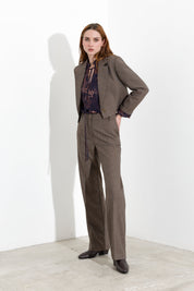 Pantaloni wide-leg a micro pied-de-poule
