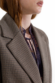 Blazer cropped micro pied-de-poule