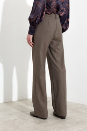 Pantaloni wide-leg a micro pied-de-poule