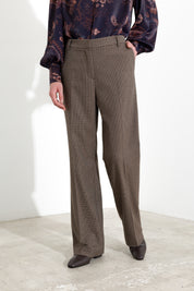Pantaloni wide-leg a micro pied-de-poule
