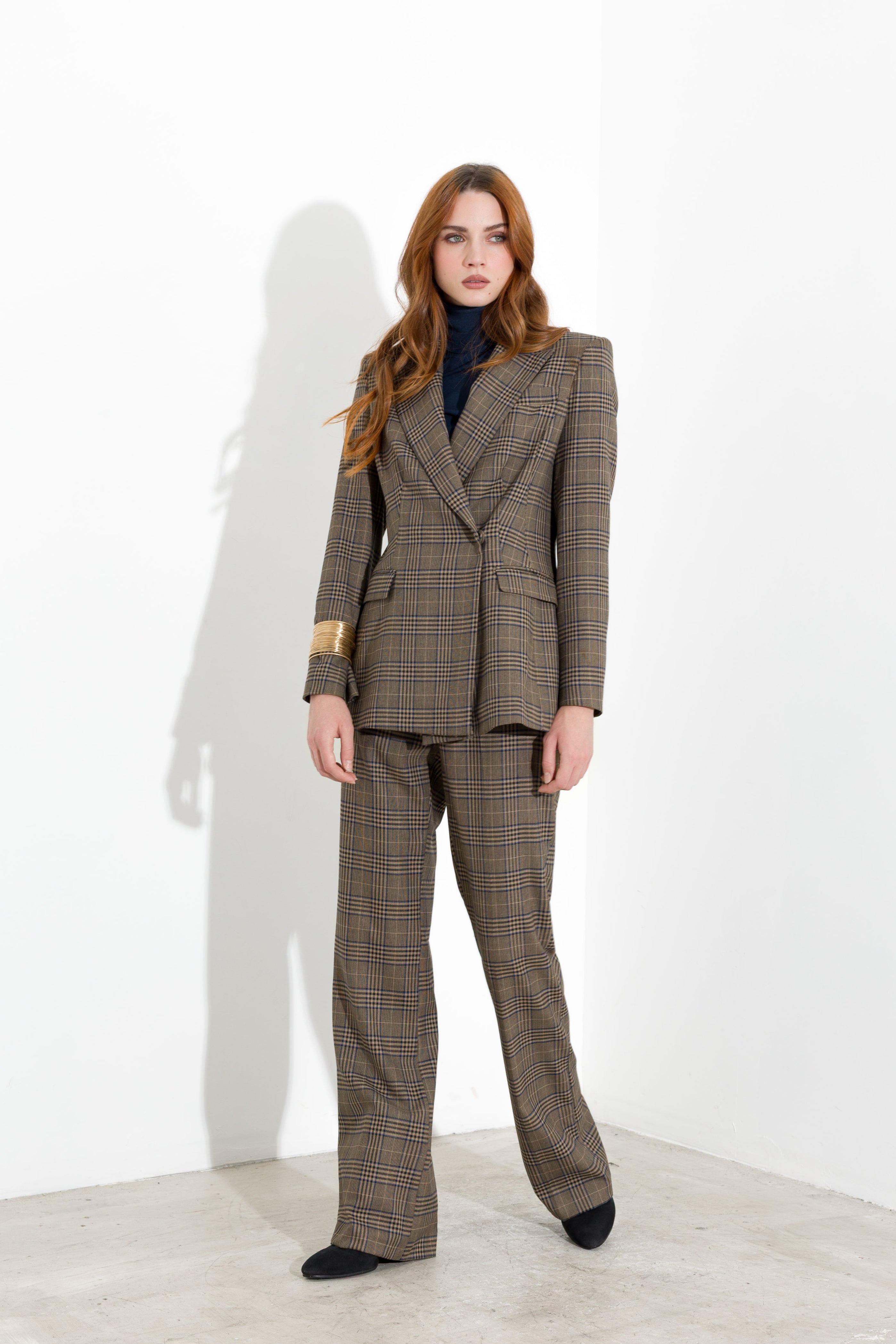 Pantalone a gamba dritta a quadri
