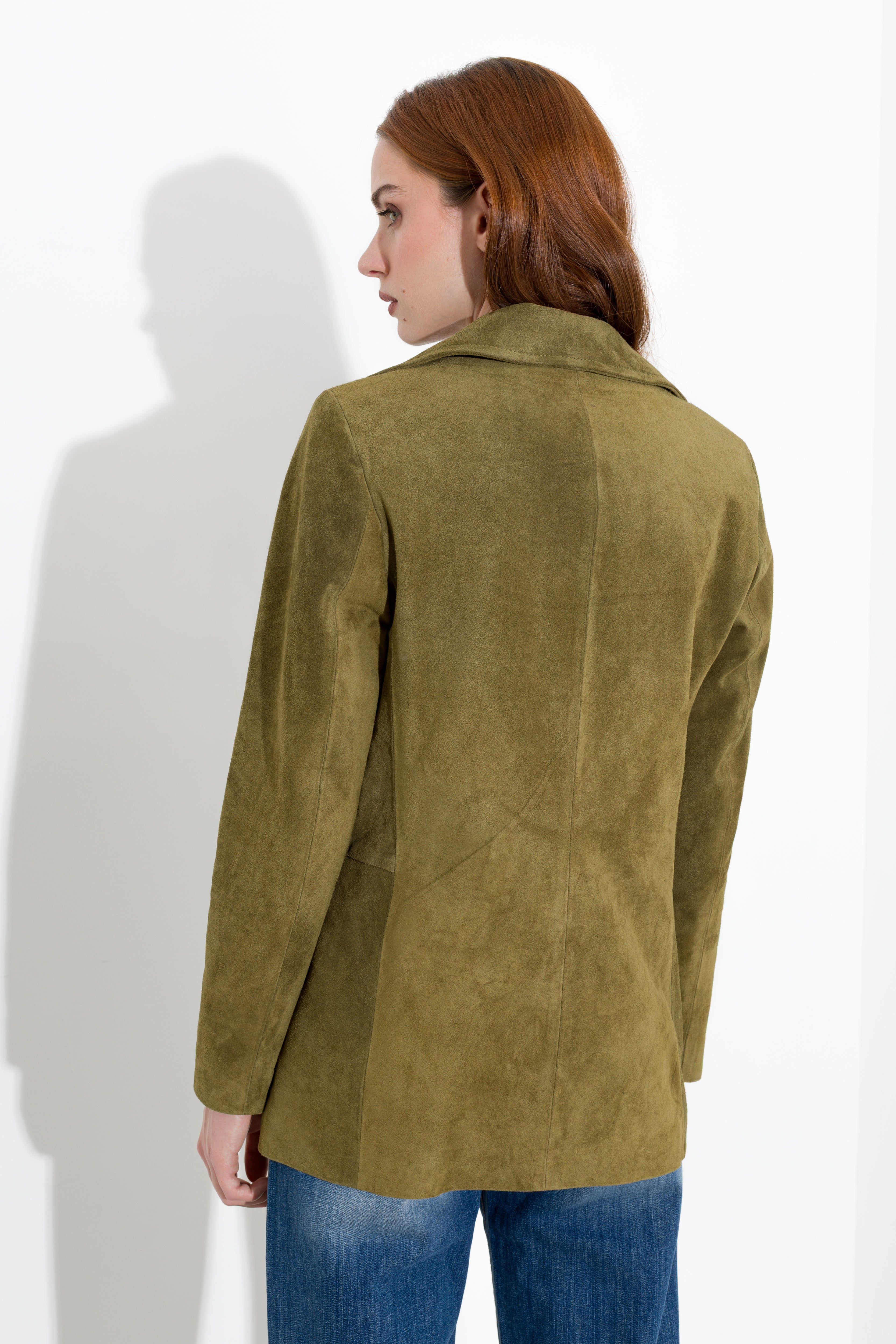 Giacca in pelle scamosciata