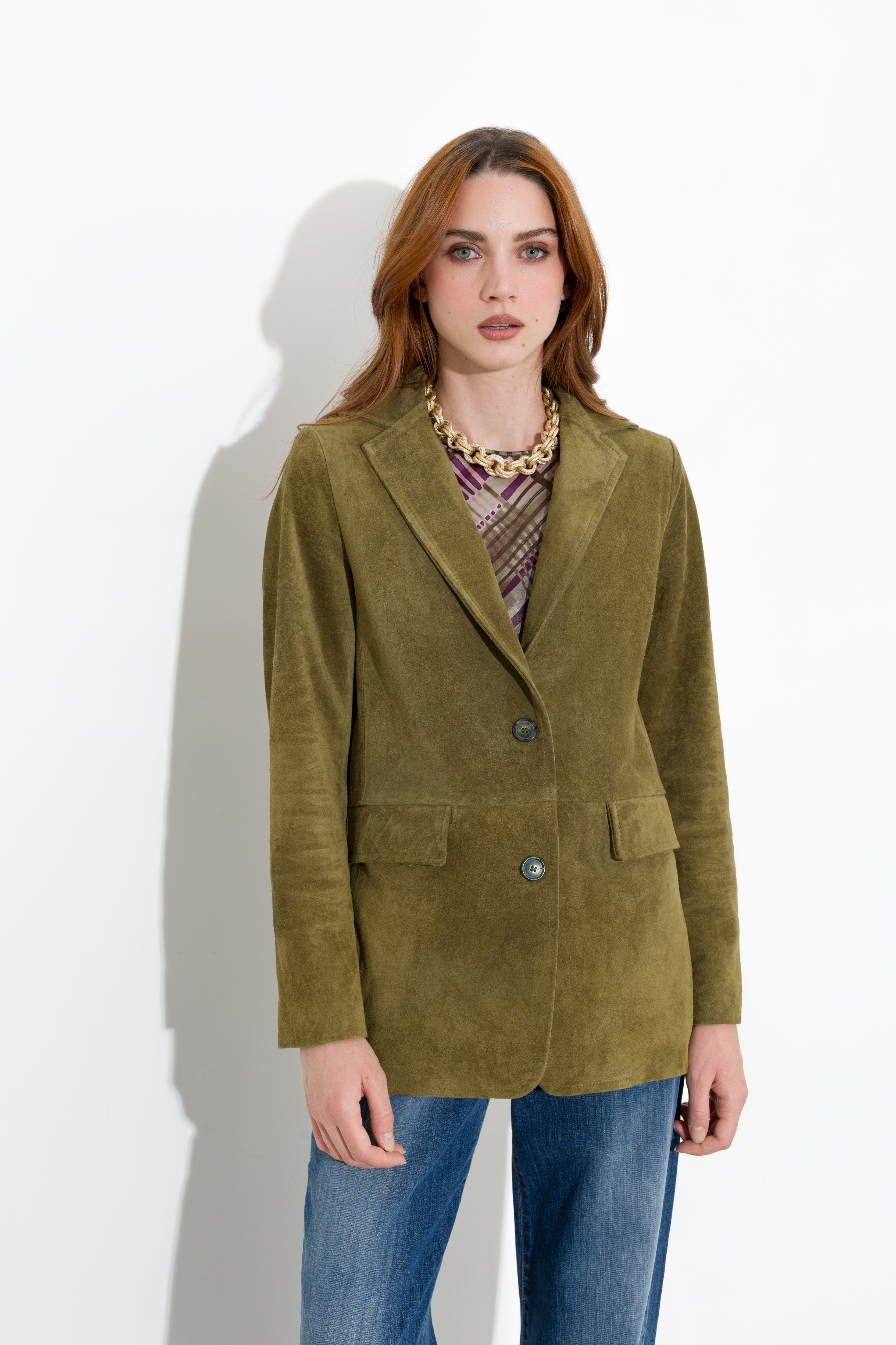 Giacca in pelle scamosciata