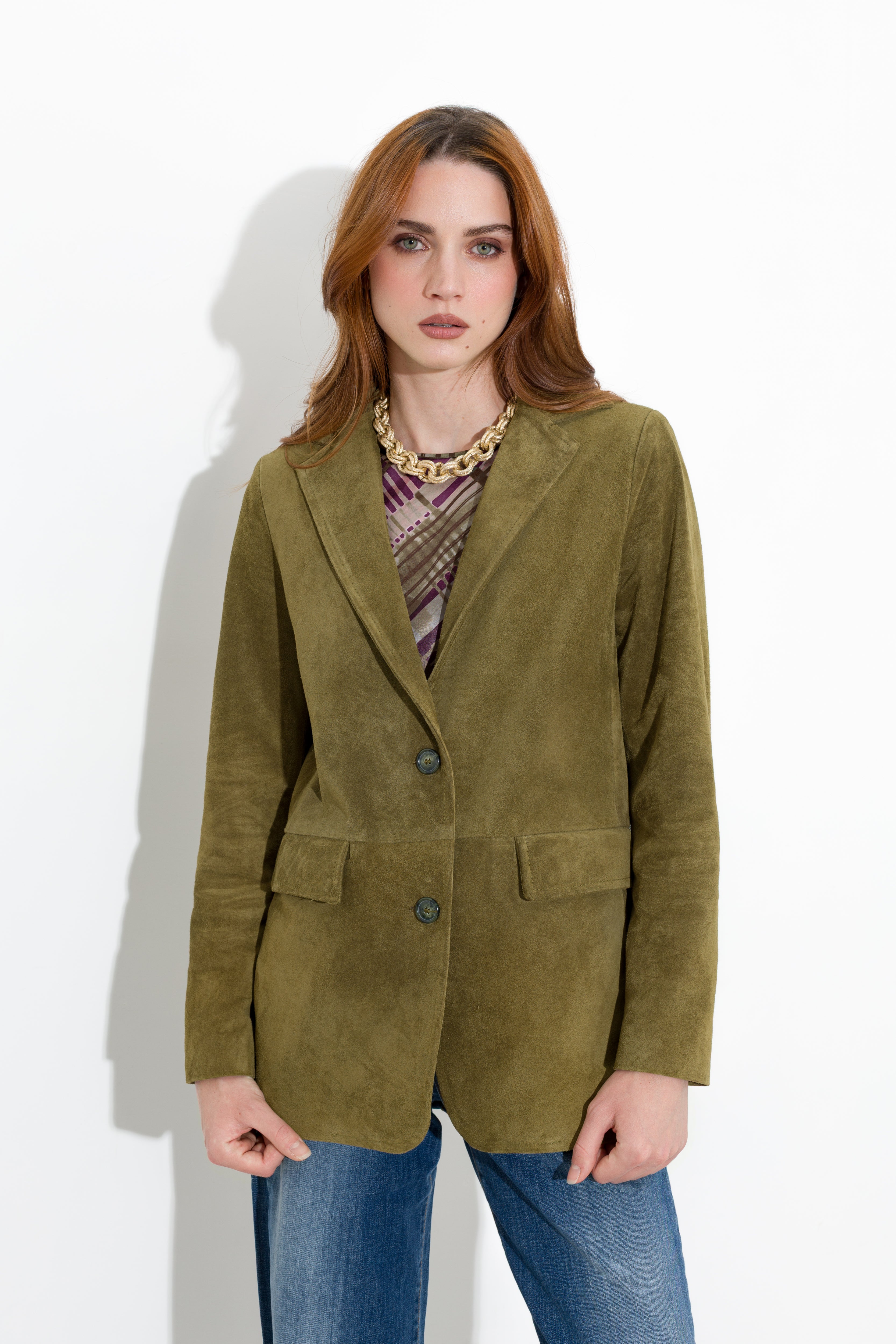 Giacca in pelle scamosciata