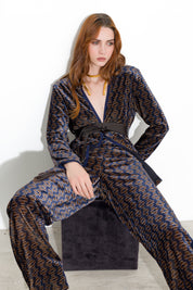 Pantaloni a palazzo in velluto jacquard