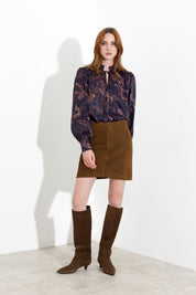 Minigonna in pelle scamosciata