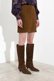 Minigonna in pelle scamosciata