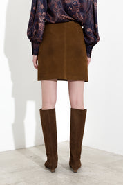 Minigonna in pelle scamosciata