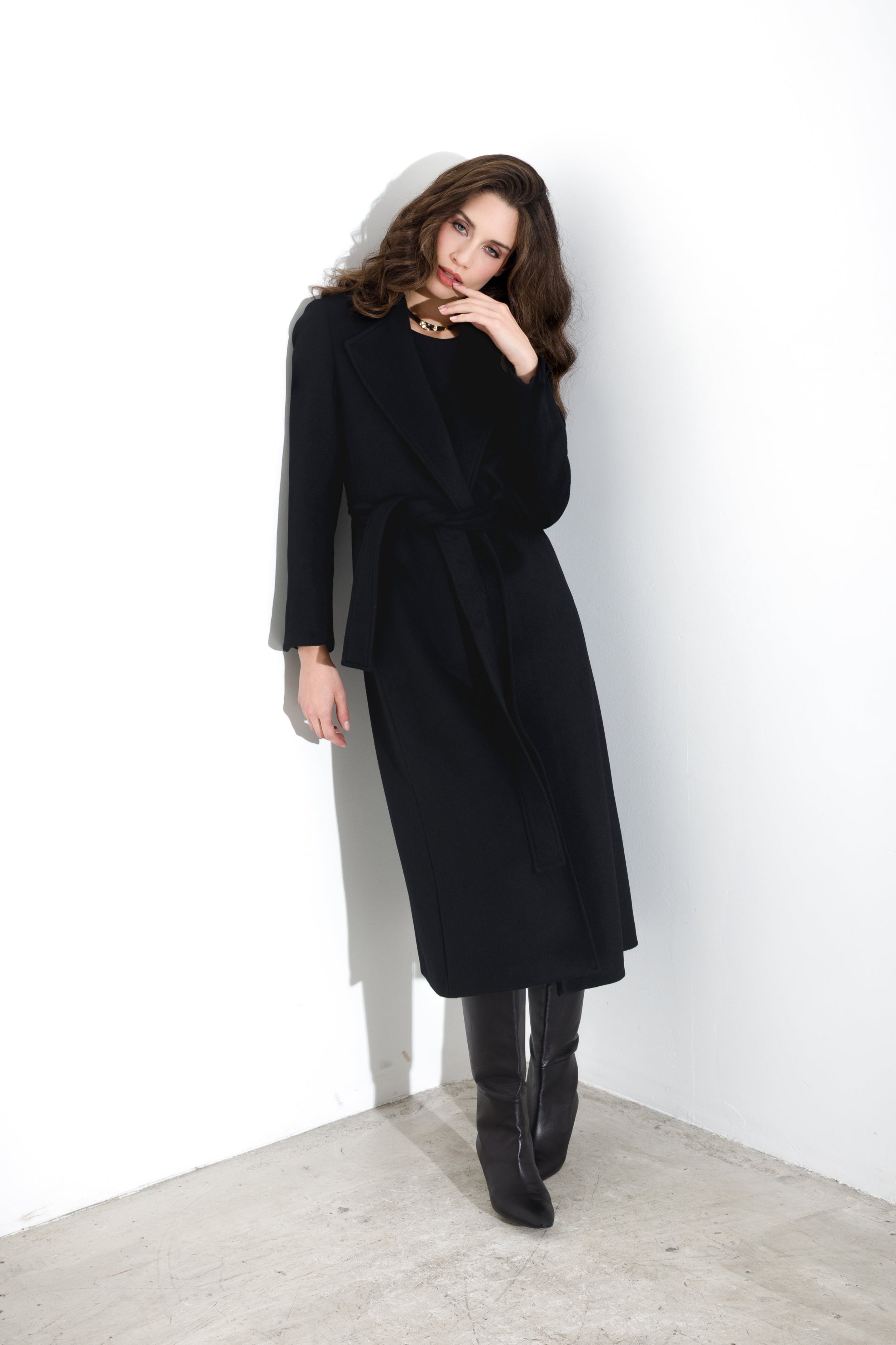 Cappotto in panno con cintura