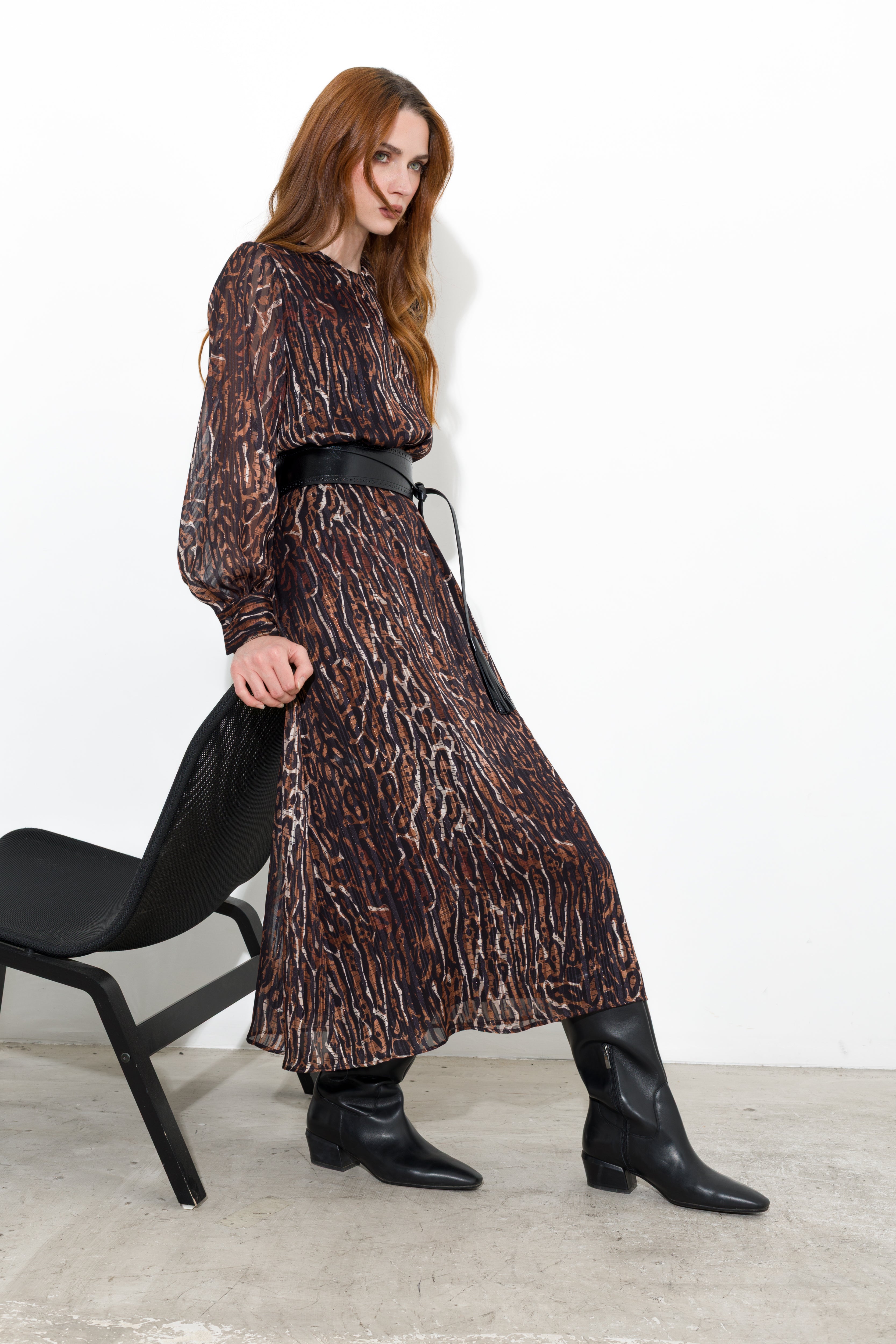 Abito midi in georgette stampata