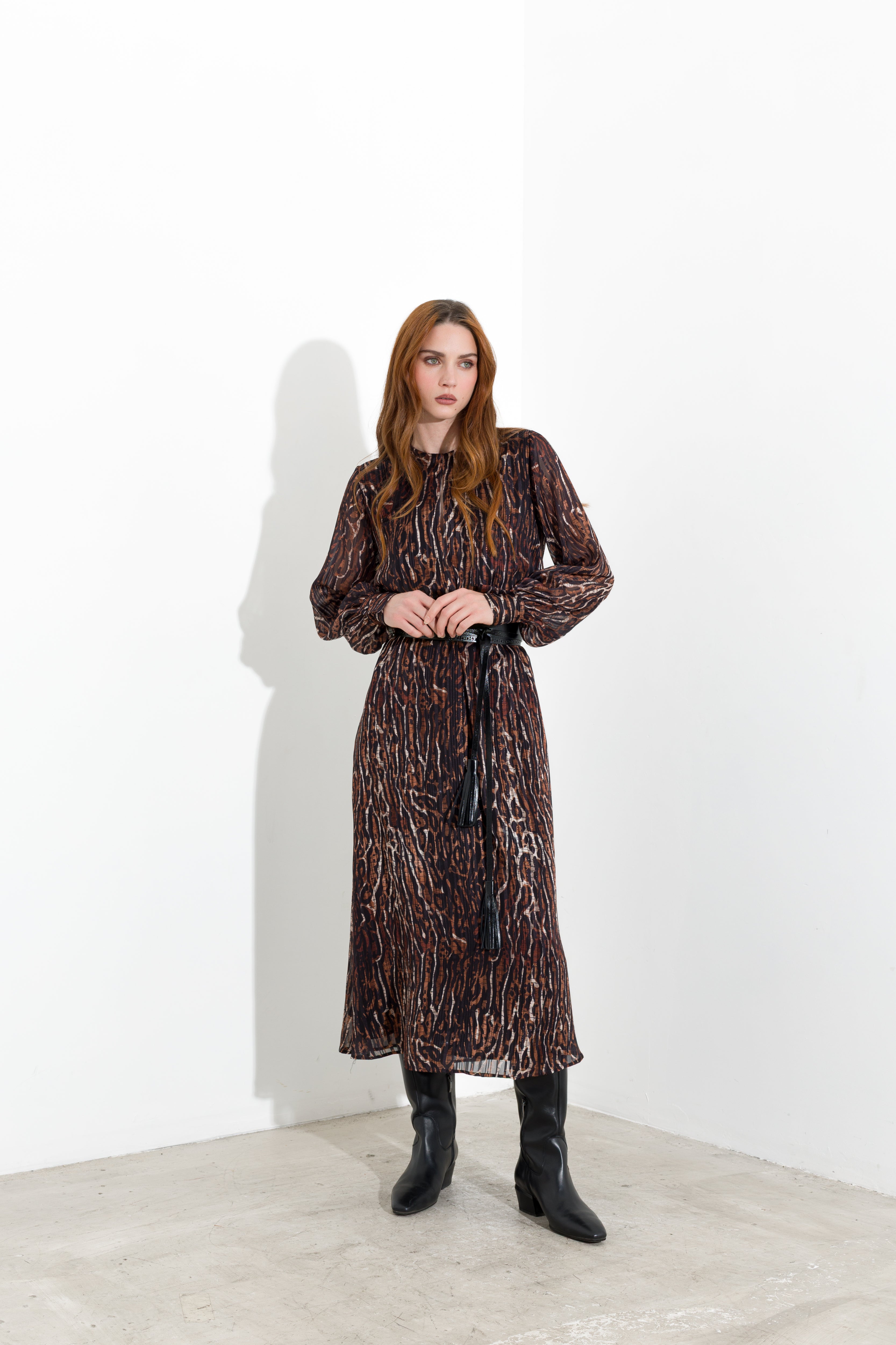 Abito midi in georgette stampata