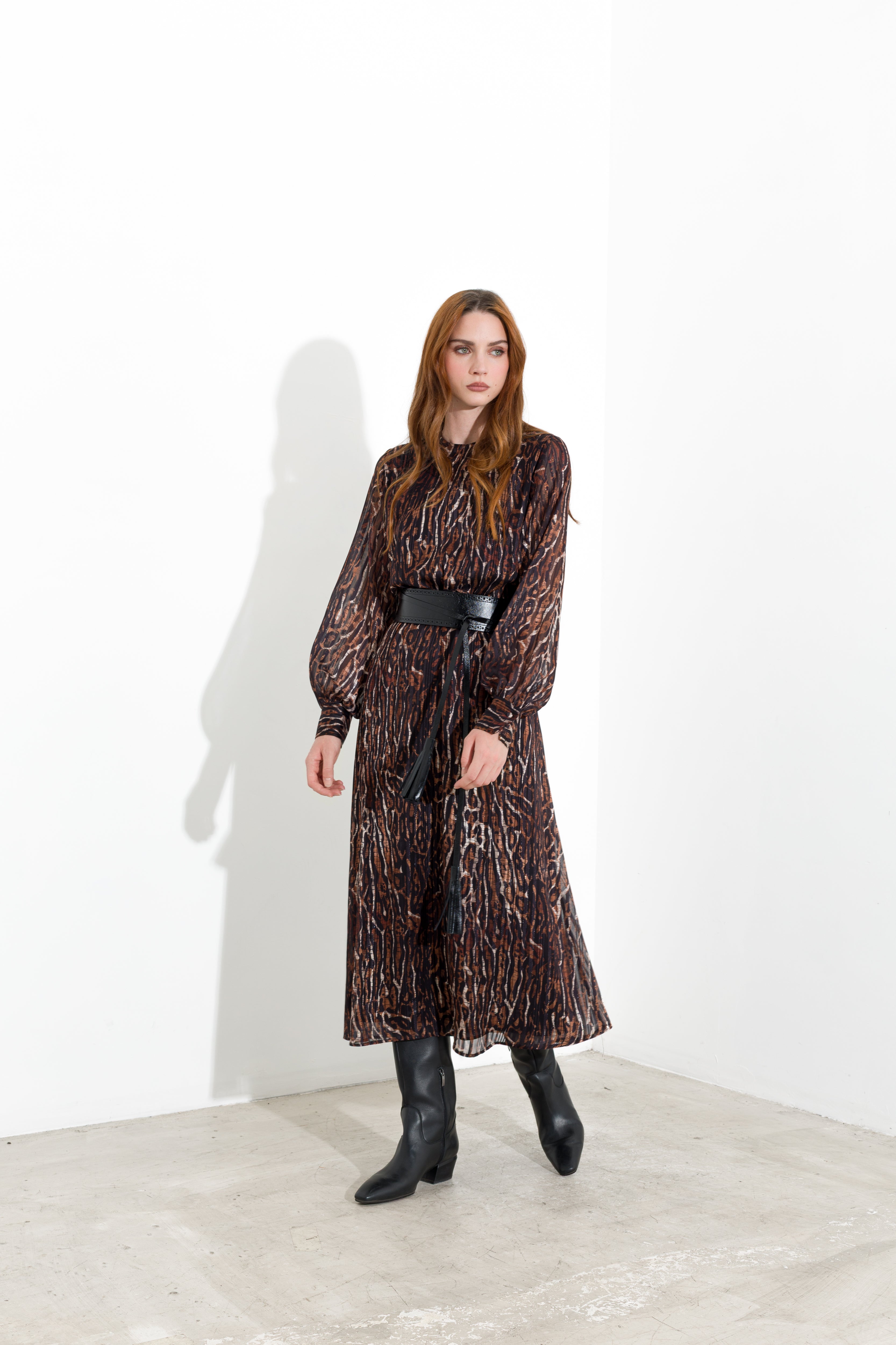 Abito midi in georgette stampata