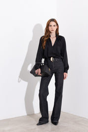 Blusa satinata con laccetti e volant - Compagnia Italiana
