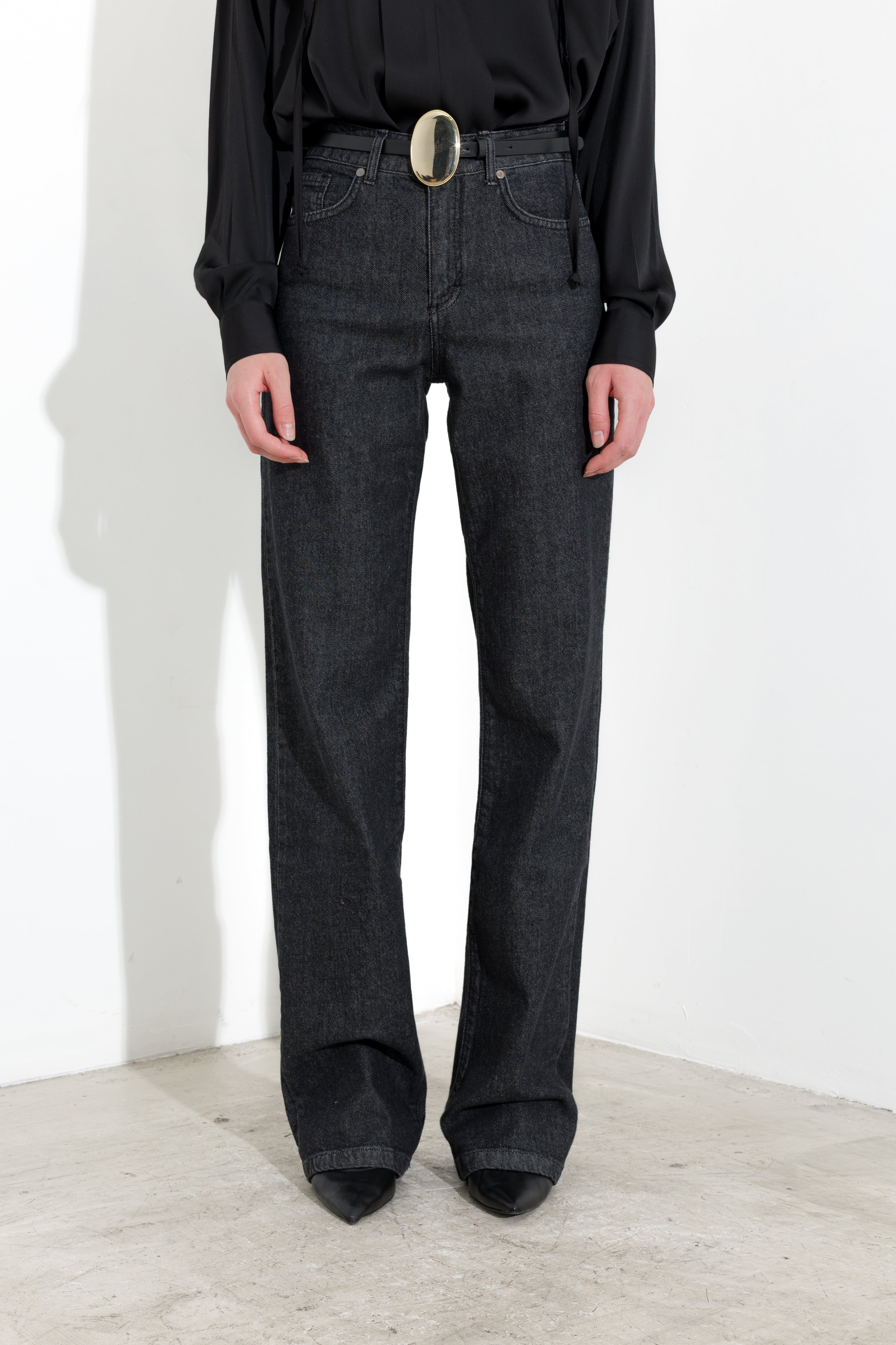 Jeans dritti in denim delave