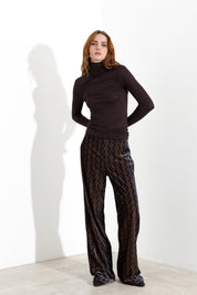 Pantaloni a palazzo in velluto jacquard
