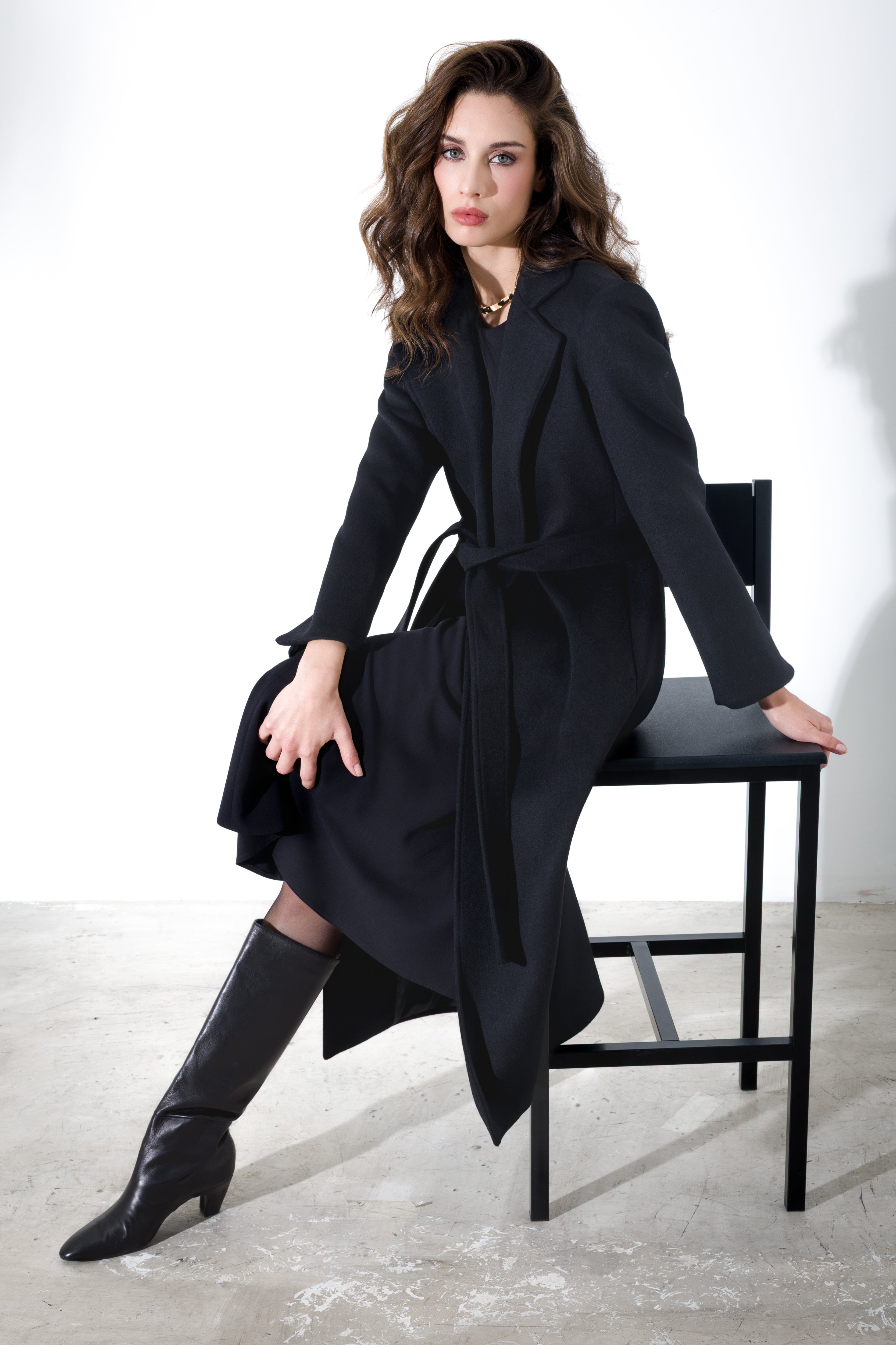 Cappotto in panno con cintura