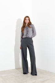 Blusa satinata con rouches