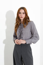 Blusa satinata con rouches