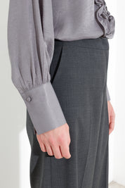 Blusa satinata con rouches