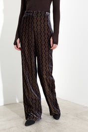 Pantaloni a palazzo in velluto jacquard