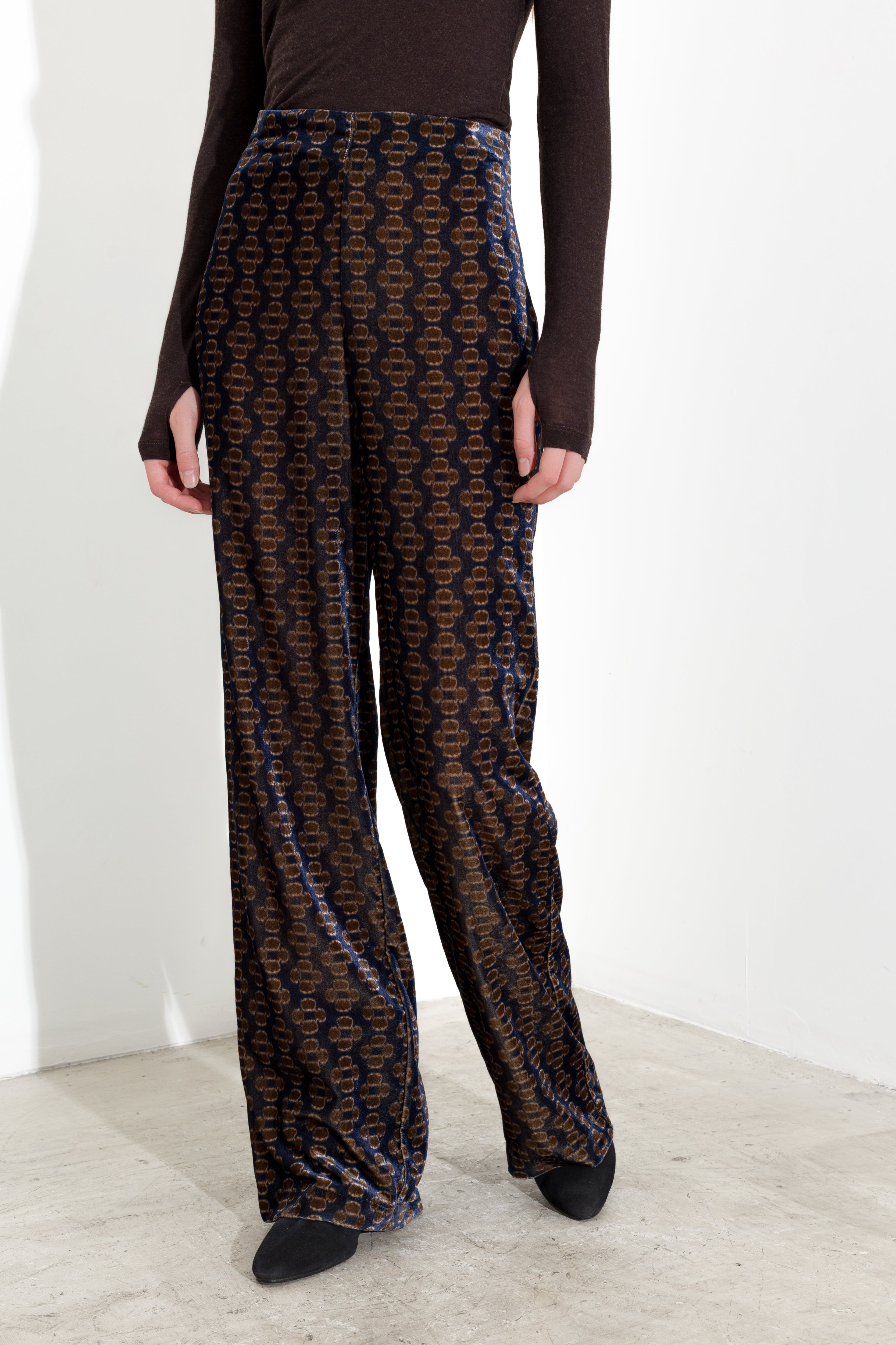 Pantaloni a palazzo in velluto jacquard