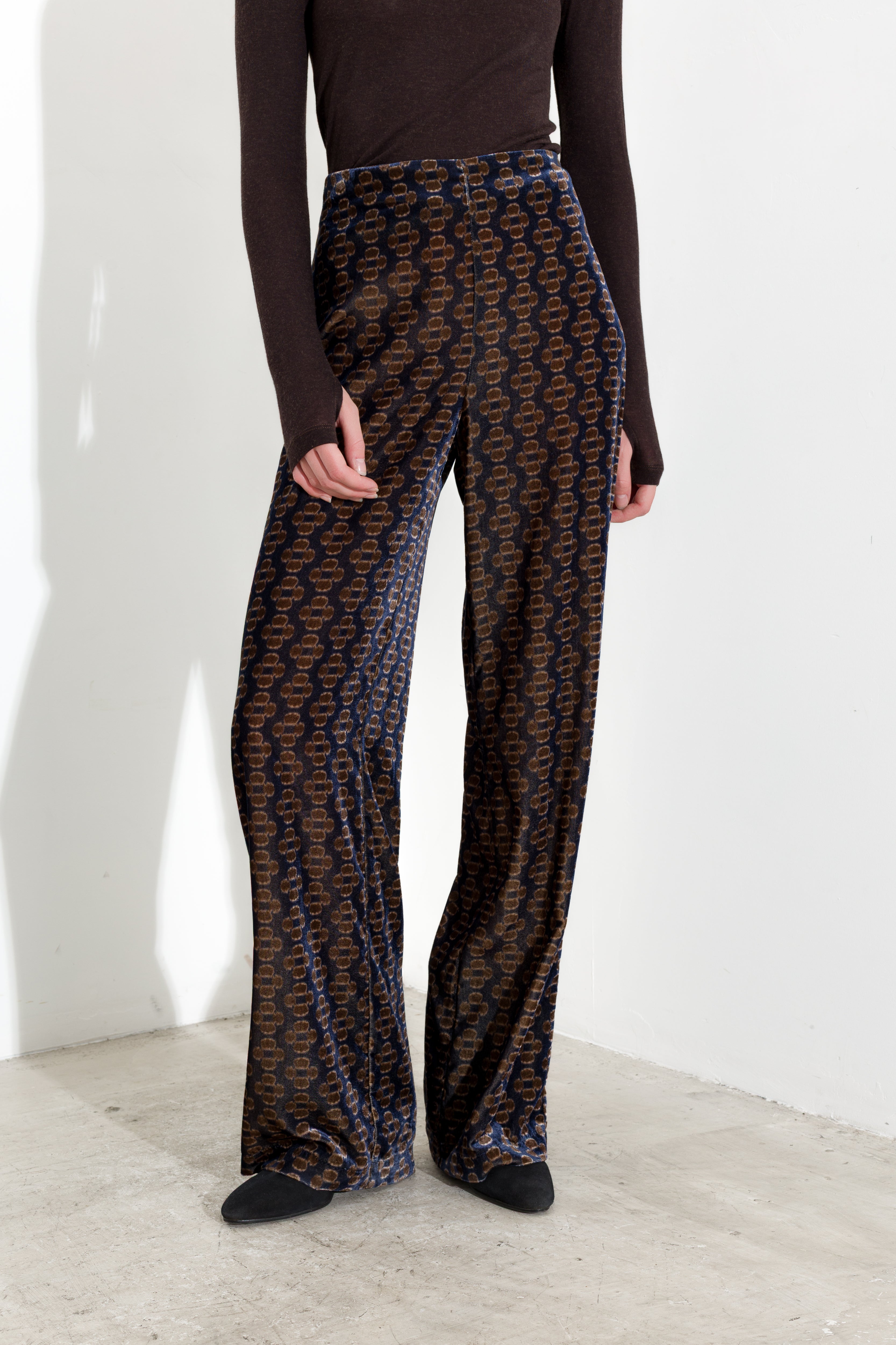 Pantaloni a palazzo in velluto jacquard