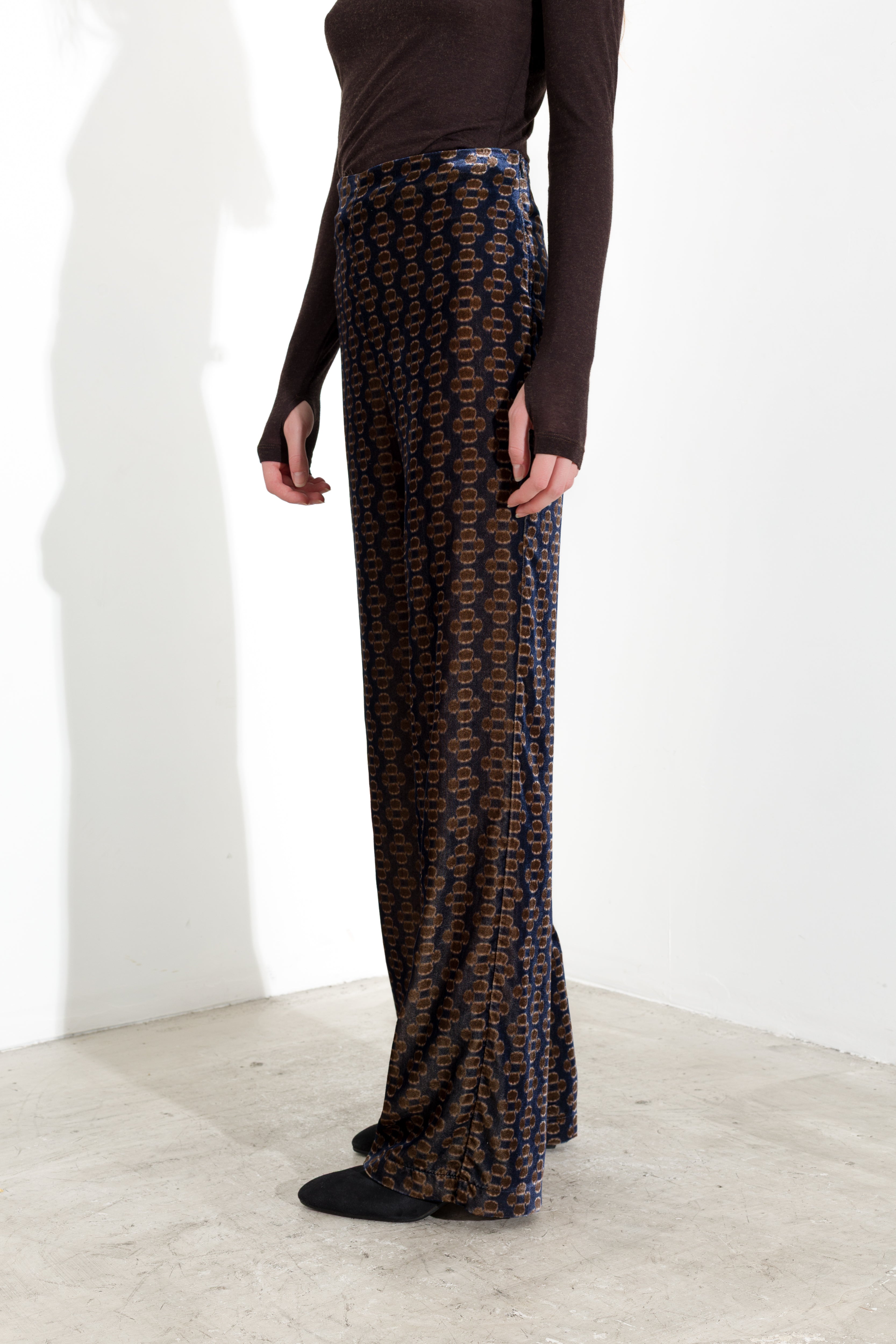 Pantaloni a palazzo in velluto jacquard