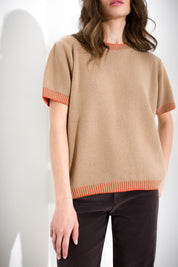 Cashmere half-sleeve sweater