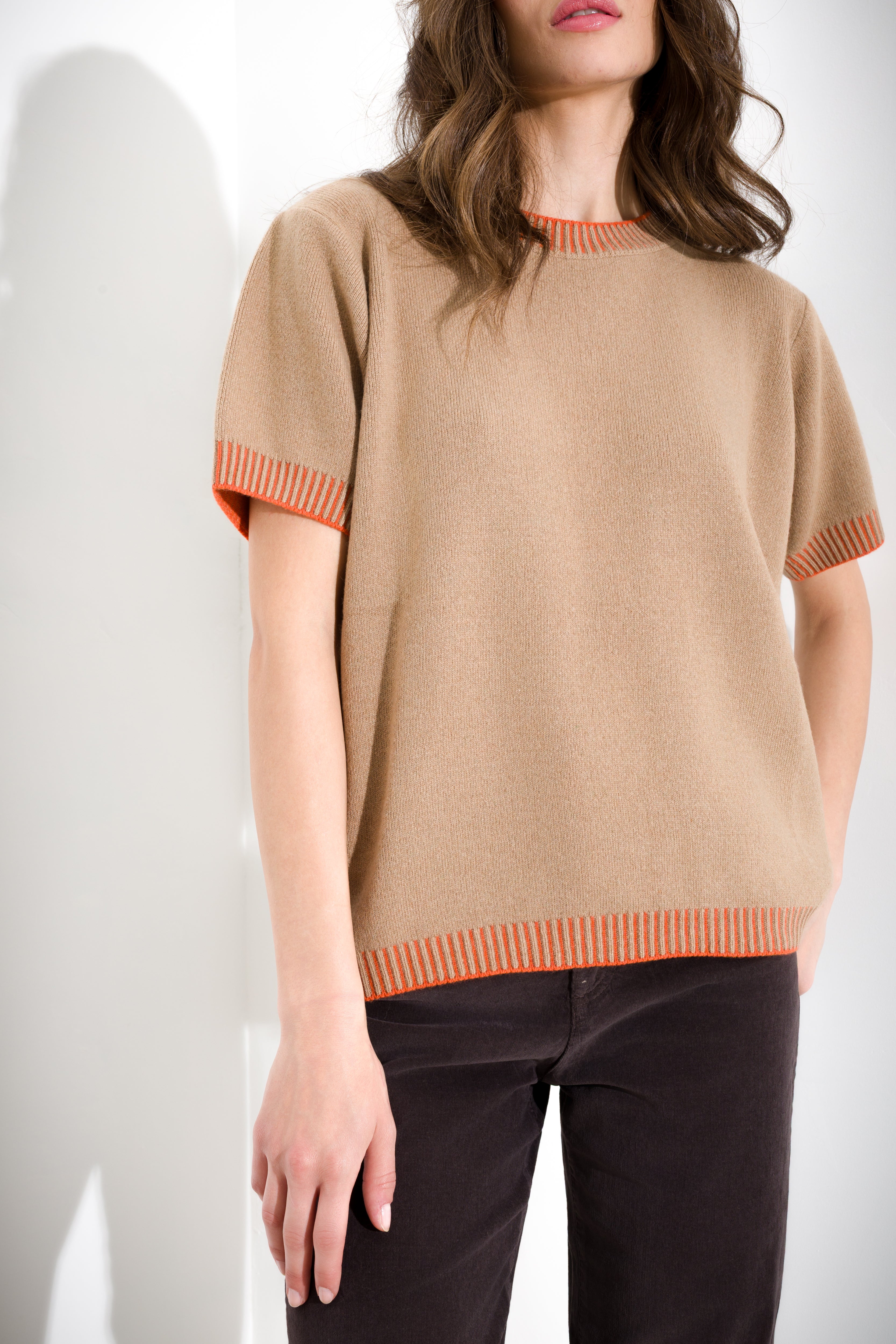 Cashmere half-sleeve sweater