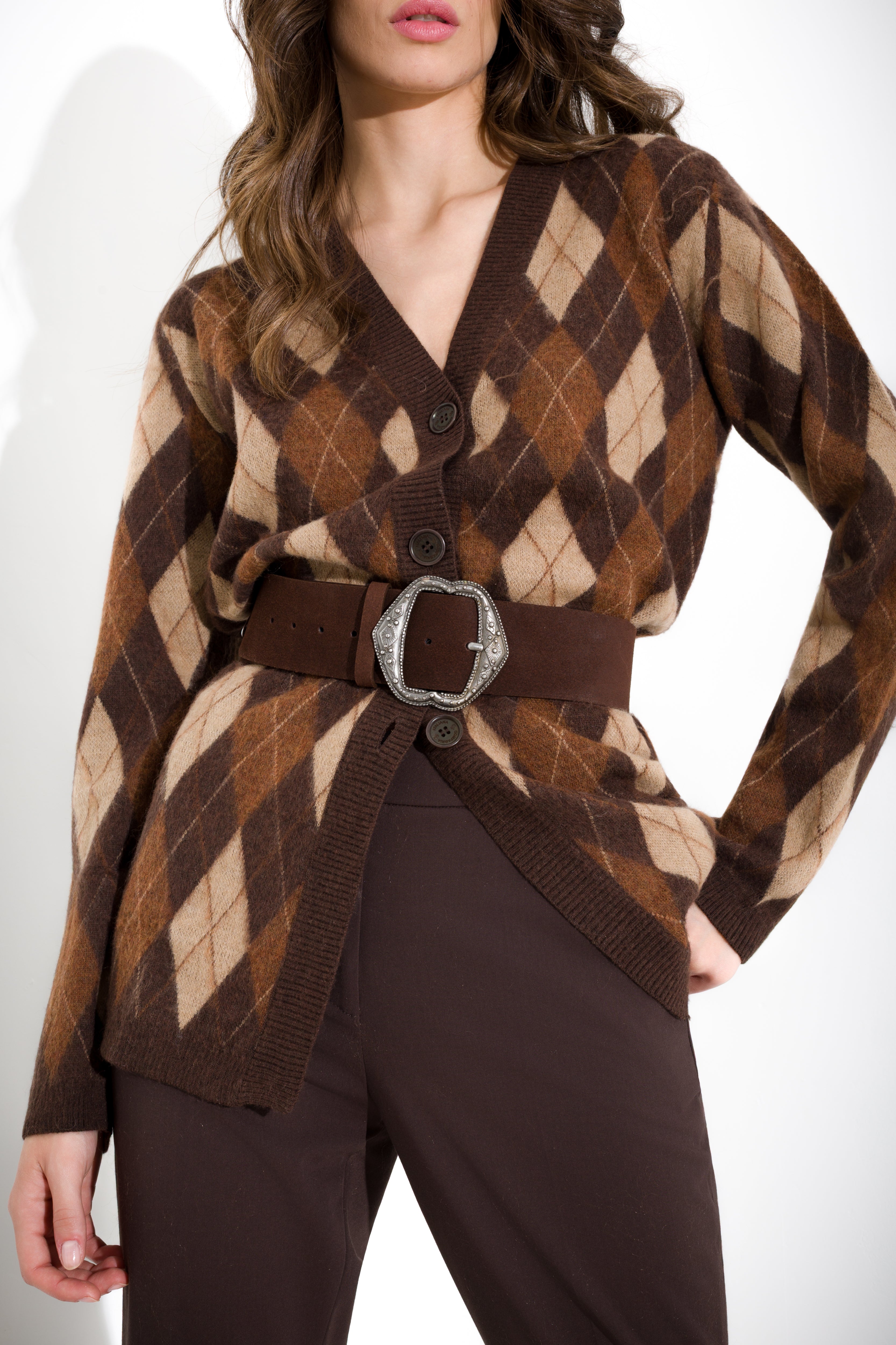 V-neck diamond cardigan