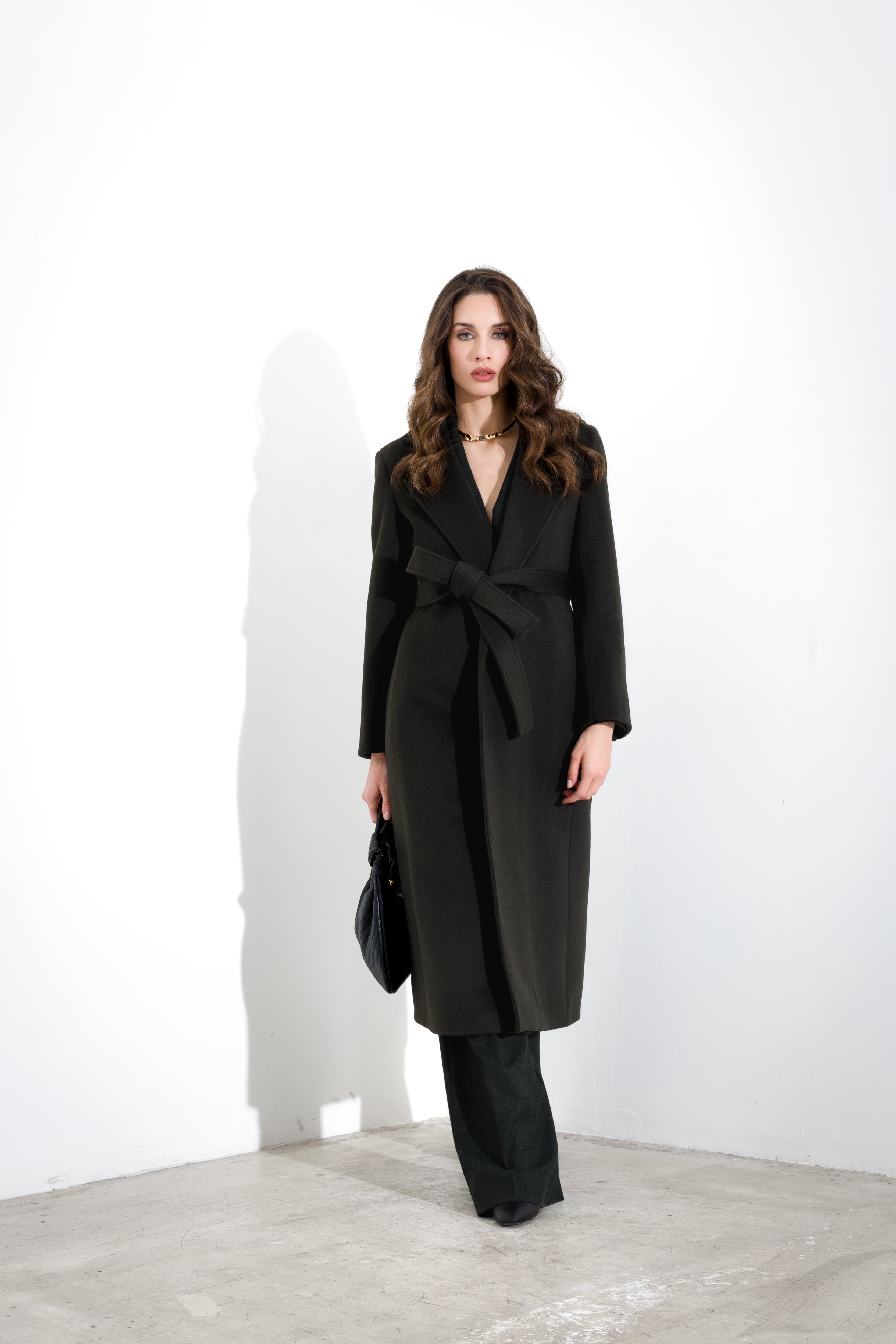 Cappotto in panno con cintura