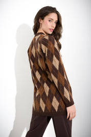 V-neck diamond cardigan