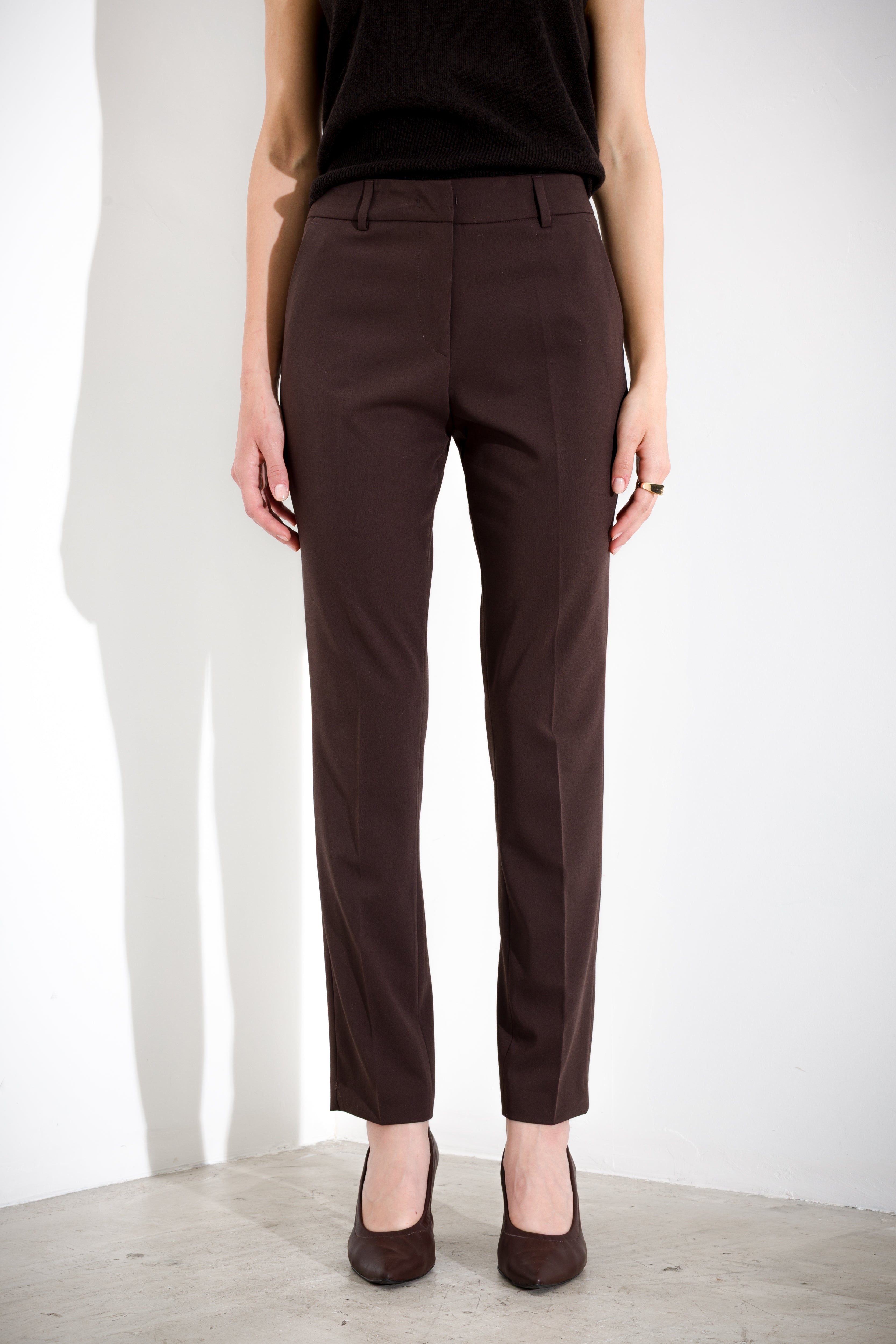 Pantalone dritto in tela lana