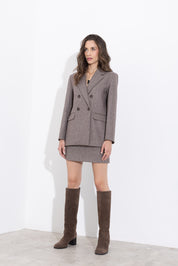 Double-breasted faux-plain wool jacket