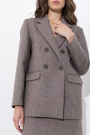 Double-breasted faux-plain wool jacket