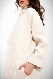 Cappotto tramato con frange
