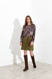 Minigonna in pelle scamosciata