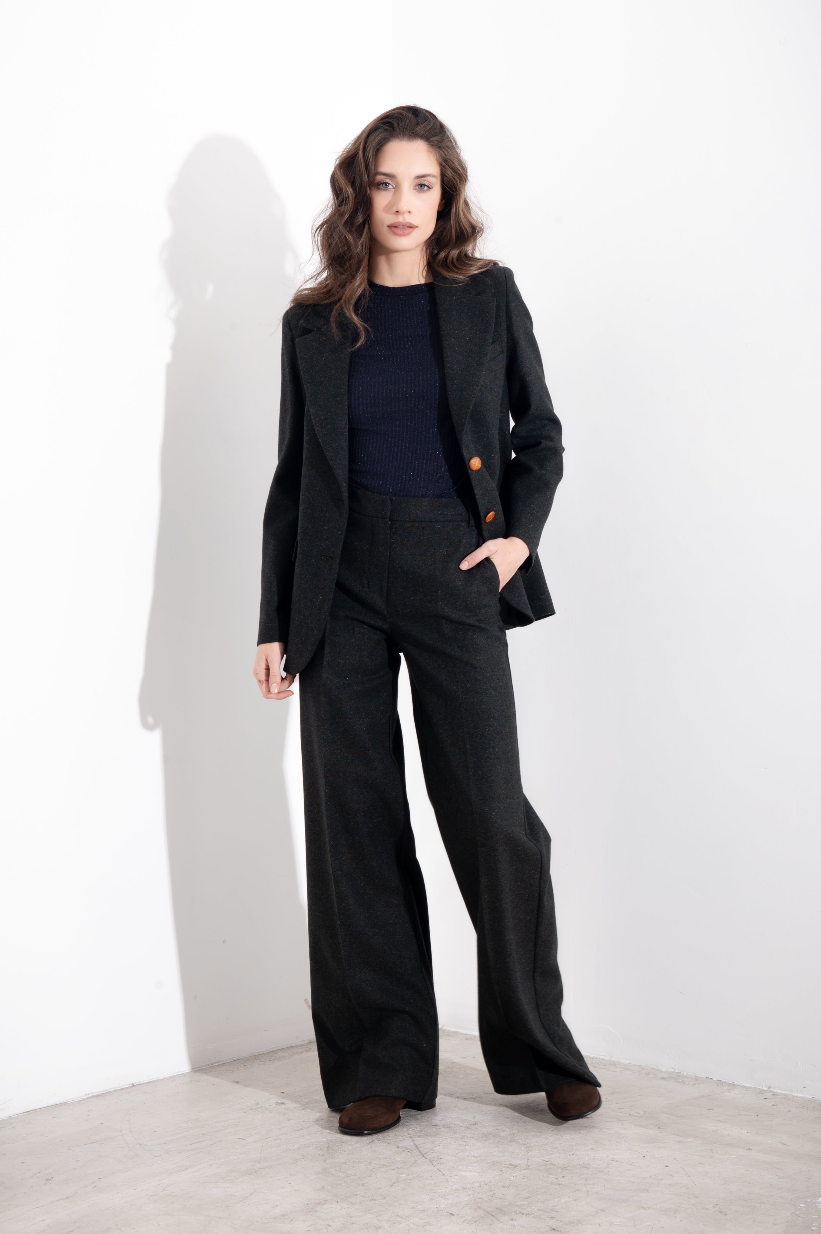 Giacca monopetto in lana seta bottonata - Compagnia Italiana