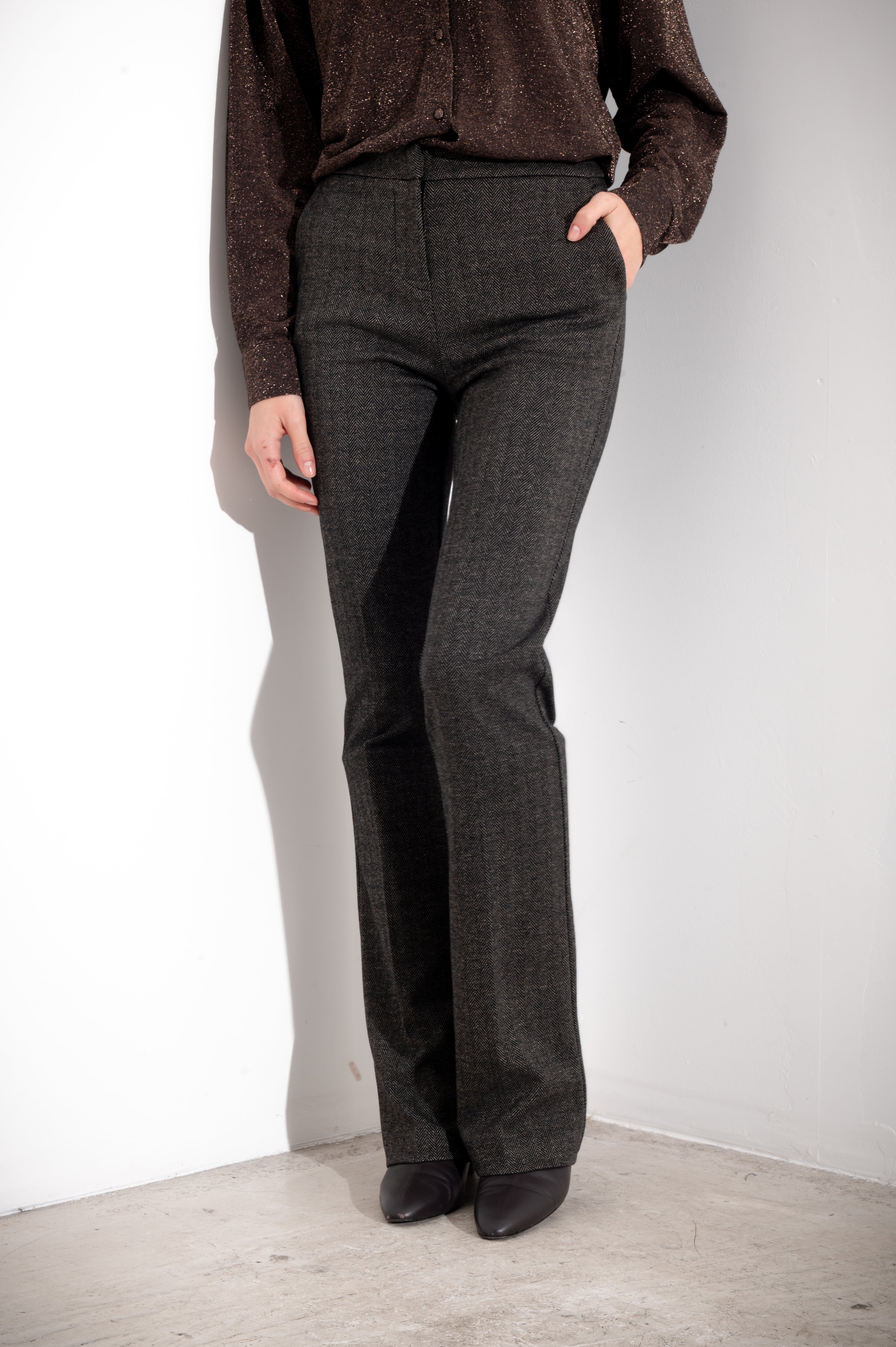 Pantaloni a vita alta in punto milano resca